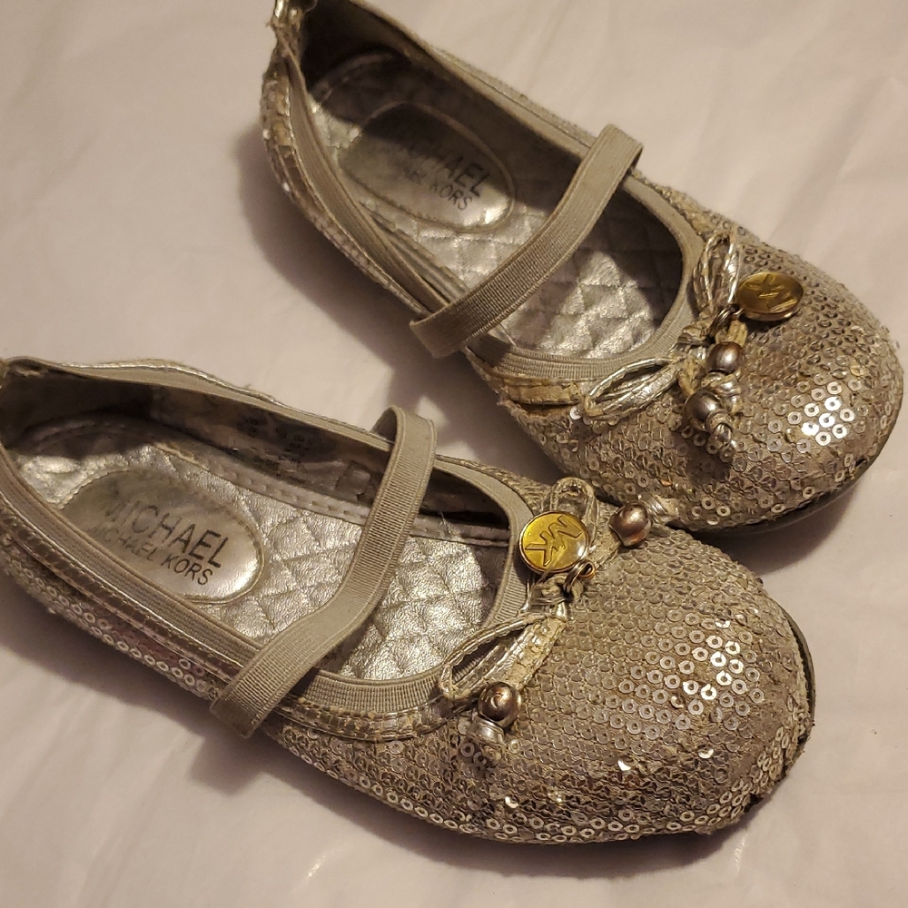 MK Michael Kors Silver Sequin Flats Size 12
